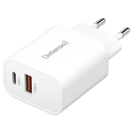 Intenso Charger Without Cable with USB-A Port and USB-C Port 30W Whites (W30AC)