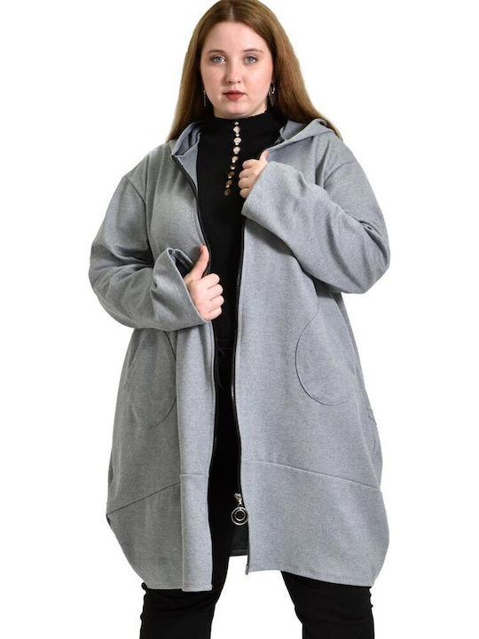 Jachetă de damă cu Fermoar Grey