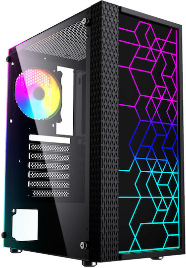 Gembird Fornax 2500 Gaming Midi Tower Κουτί Υπολογιστή με RGB Φωτισμό Μαύρο