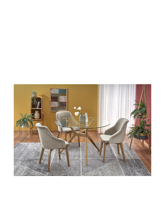 Ashmore Table Dining Room Glass Transparent/Natural 120x77x88cm