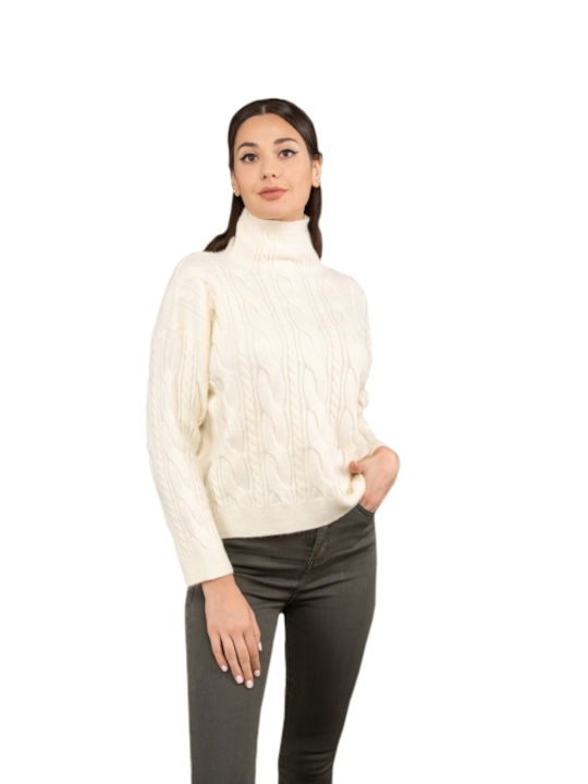 E-shopping Avenue Women's Blouse Long Sleeve Turtleneck White