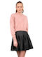 E-shopping Avenue Women's Blouse Long Sleeve with V Neckline Pink