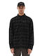 Μακρυμάνικo Κοτλέ Overshirt σε Κανονική Γραμμή Πουά Black Grey