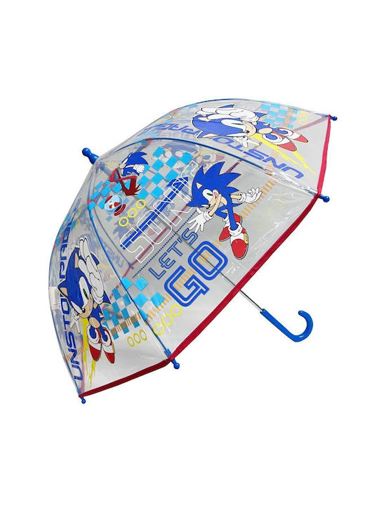 Chanos Kinder Regenschirm Gebogener Handgriff Sonic Durchsichtig mit Durchmesser 45cm.