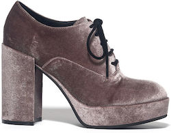 Keep Fred Women's Oxford Boots with Medium Heel Gray