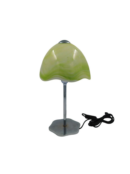 Viokef Table Lamp with Green Shade and Silver Base