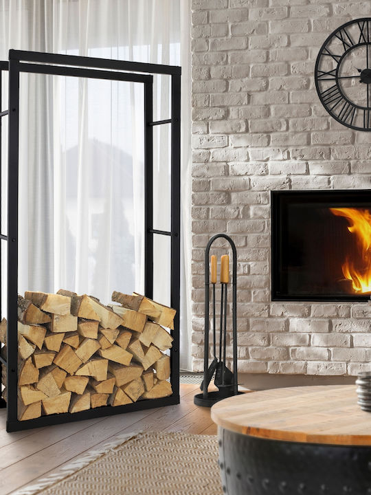 ML-Design Μεταλλικό Ράφι Αποθήκευσης Ξύλων Μαύρο ML-Design Μεταλλικό Ράφι Αποθήκευσης Ξύλων Μαύρο