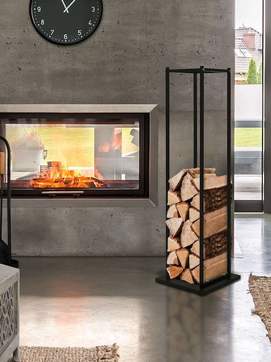 ML-Design Metalic Raft Depozitare lemne Negru