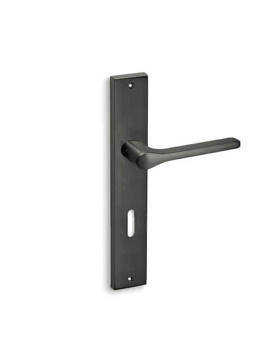 Convex Lever Front Door with Plate Left 1515 Matt Grafitis
