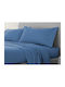 One Color Σετ Σεντόνια Υπέρδιπλα με Λάστιχο 160x200+30εκ. Ραφ Μπλε (4τμχ)