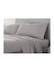 One Colour Set Super-Double Bed Sheets With Rubber Hugger 160x200+30cm Light Gray 4 Pieces