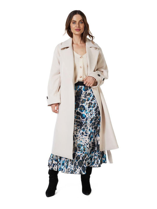 Esqualo Women's Midi Coat with Buttons LT.SAND