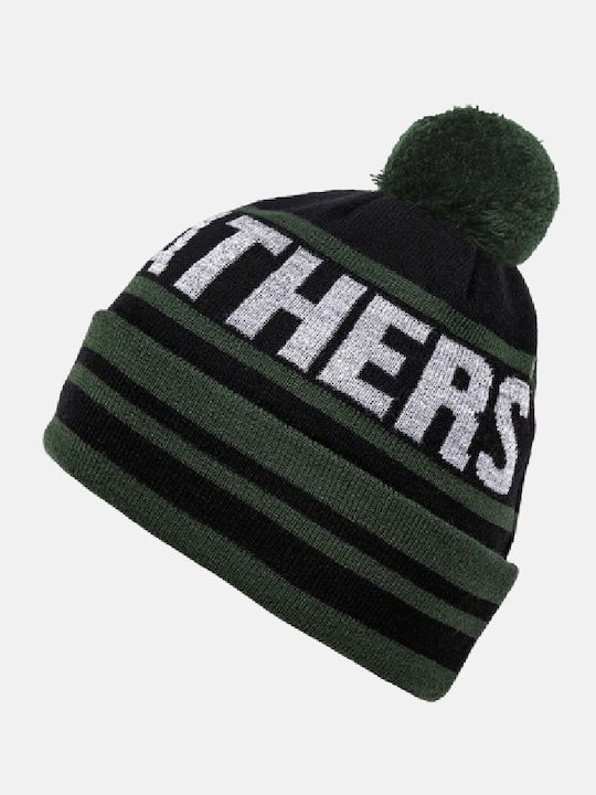 Pom Pom Beanie Unisex Σκούφος Πλεκτός σε Πράσινο χρώμα