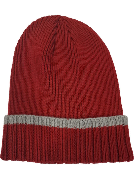 Beanie Unisex Σκούφος Πλεκτός σε Κόκκινο χρώμα