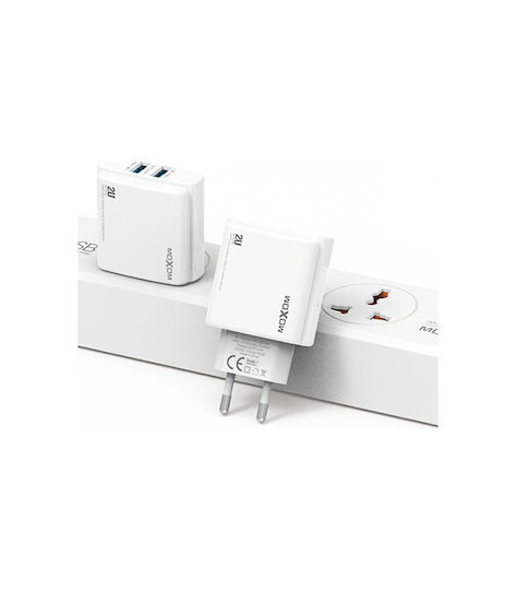 Moxom Charger Without Cable with 2 USB-A Ports Whites (4338)
