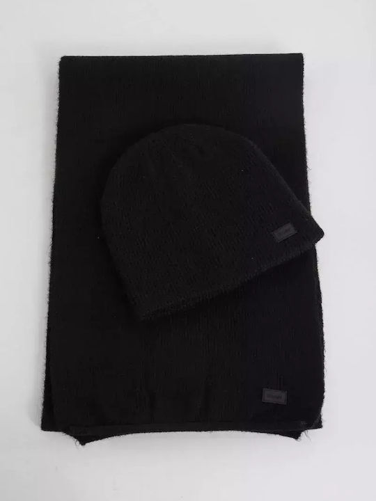 Gaudi Männer Set mit Beanie Gestrickt in Schwarz Farbe