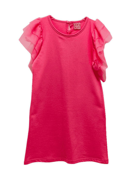 Serafino Kids Dress Tulle Sleeveless Pink