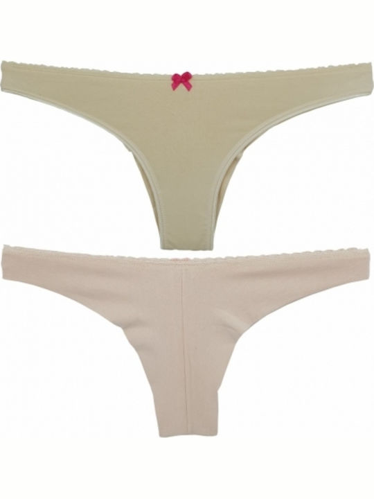 Βαμβακερά Damen Brasilien 2Pack Nahtlos Beige