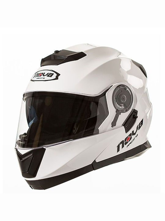 Nova Racing N510 Flip-Up με Sun Visor ECE 22.06 White