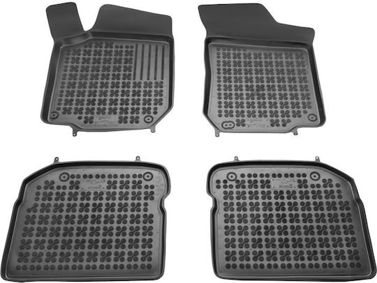 Rezaw Plast Set of Front and Rear Mats 4pcs Tray Type for Seat Leon Skoda Octavia Volkswagen Golf 2014+ Black