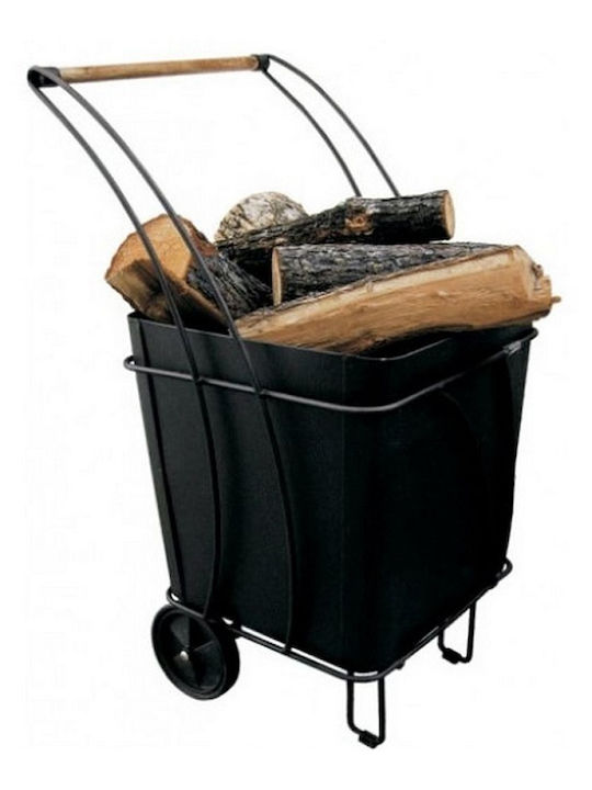 Metallic Wood Transport Trolley 45x45x80cm Black