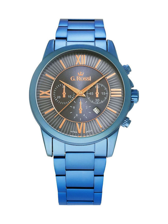 G.Rossi Herrenuhr Batterie mit Blau Metallarmband