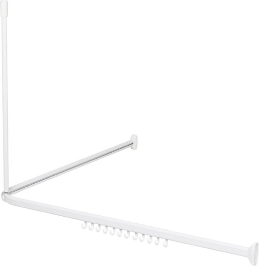 Sealskin Telescopic Corner Shower Curtain Rod Wall Mounted Aluminium White 80x90-170cm