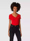 Tommy Hilfiger Women's T-shirt with V Neckline Red