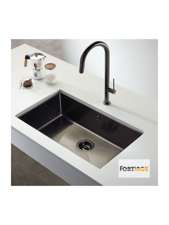 Fortinox Υποκαθήμενος Νεροχύτης Inox Brushed Μ75xΠ44cm Μαύρος