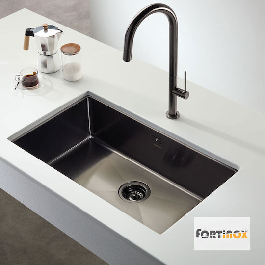 Fortinox Unterbau Spüle Inox Gebürstet B75xT44cm Schwarz