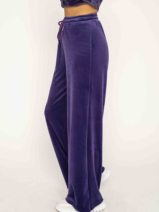 E-shopping Avenue Pantaloni de trening pentru femei Purple Catifea