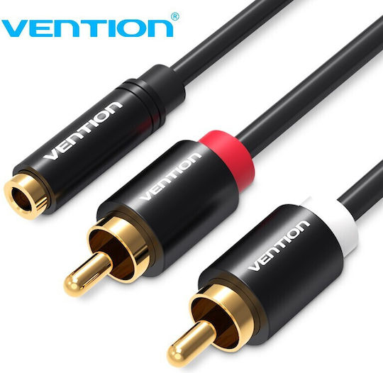 Vention 3,5mm Klinkenkabel weiblich - 2x RCA-Stecker Schwarz 2m VAB-R01-B200