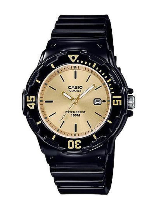 Casio Damen Uhr mit Schwarz Kautschukarmband