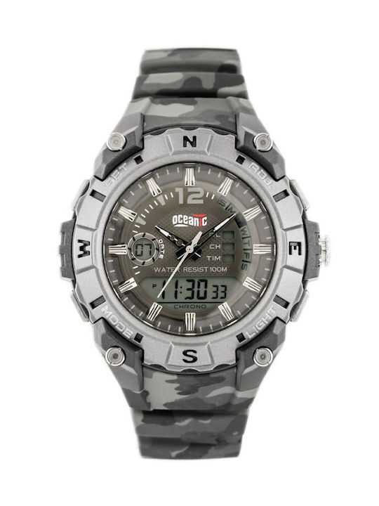 Oceanic Digital Uhr Chronograph Batterie mit Gray / Gray Kautschukarmband