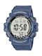 Casio Digital Men's Watch Battery with Blue / Blue Rubber Strap
