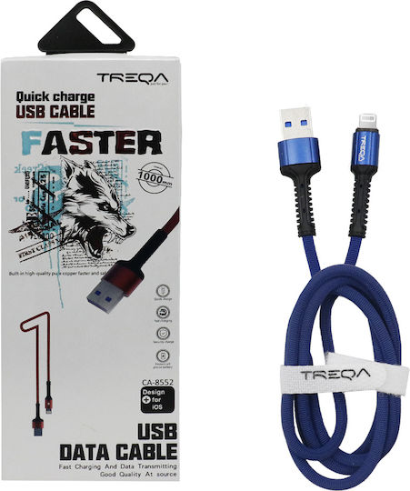 Treqa CA-8552 Braided USB-A to Lightning Cable Μπλε 1m (CA-8552-BL)