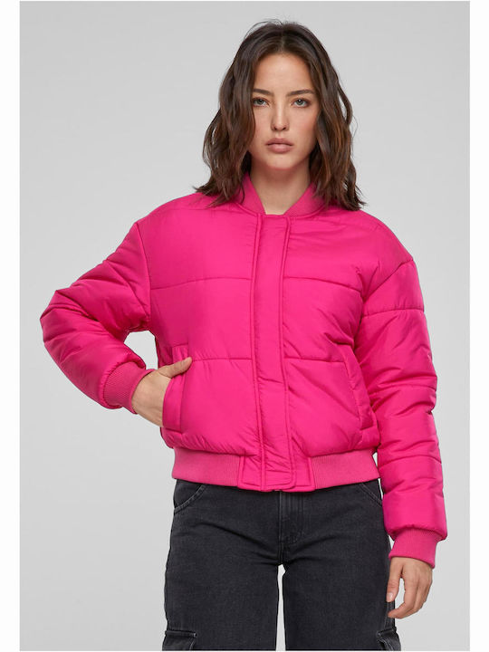 Urban Classics Ladies Scurt Jachetă de femei Puffer pentru iarnă Roz