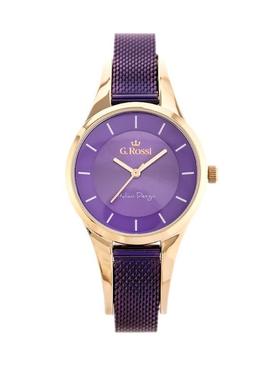 G.Rossi Women's Watch with Purple Metal Bracelet