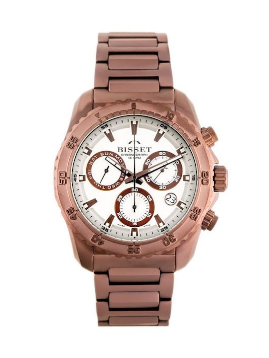 Bisset Watch Chronograph Battery in Pink Gold / Pink Gold Color