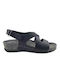 Sunny Sandals Leather Women's Flat Sandals Anatomic in Black Color