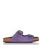 Leder Flache Sandalen für Damen in Lila Farbe