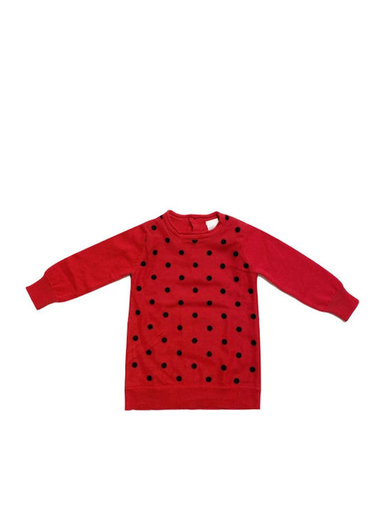 Kinder-Shirtkleid Langarm Rot