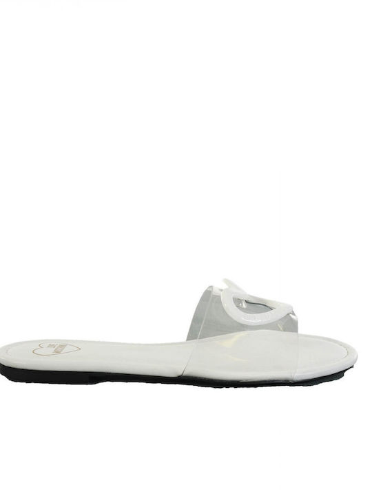 Moschino Damen Flache Sandalen in Weiß Farbe