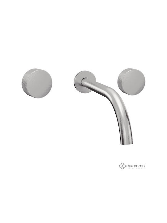 Eurorama Eletta Tecno Built-in Faucet Mixer for for Bathroom Sink Silver