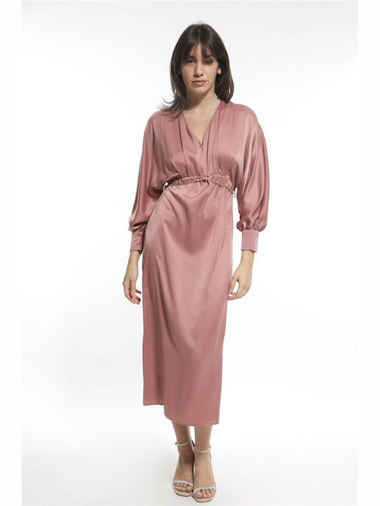 Sateen Midi Rochie Pink