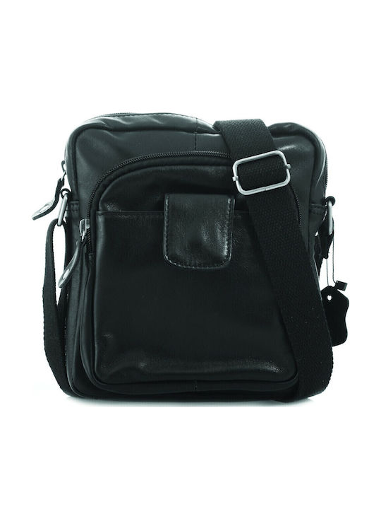 Leder Herrentasche Schulter / Crossbody Schwarz