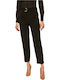 Women's Fabric Trousers Straight Line Black