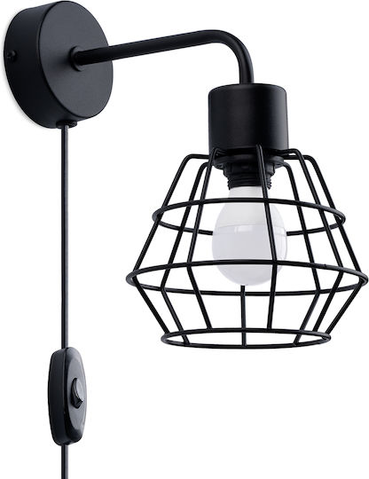 Sollux Modern Lumină de Perete cu Priză cu Soclu E27 Negru 22x19x16cm
