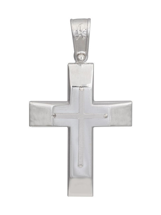 Men's White Gold Cross 14K