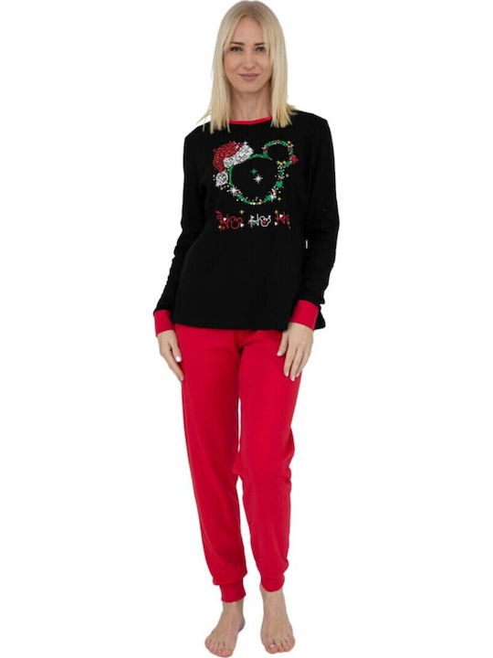 Nina Club Winter Damen Pyjama-Set Black